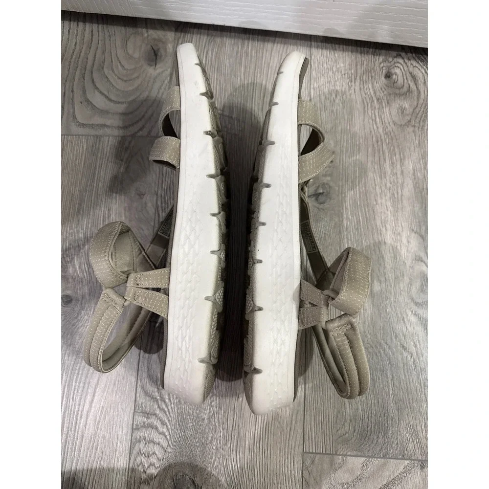 Skechers GoWalk Goga Mat Sandals Womens Taupe Strappy Walking Shoes Sz 12